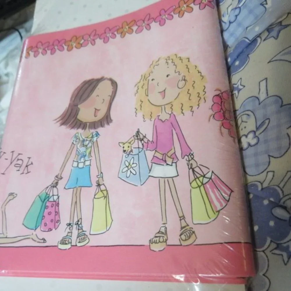 GIRLFRIENDS Pink GIRL WALLPAPER BOARDER Craft GREETING CARD Journal 6.25